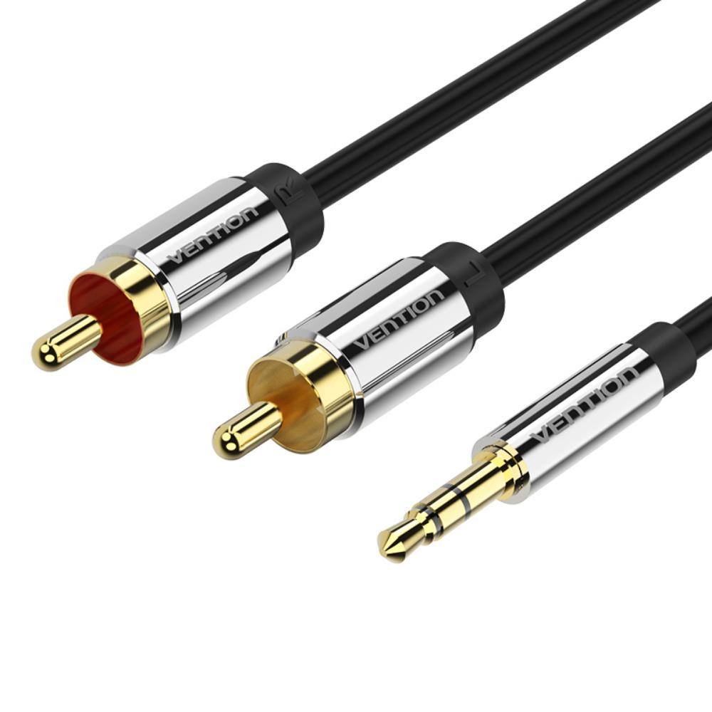 VENTION 3.5mm Male to 2RCA Male Audio Cable 2M Black Metal Type (BCFBH) (VENBCFBH)