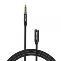 VENTION Cotton Braided TRRS 3.5mm Male to 3.5mm Female Audio Extension Cable 3M Black Aluminum Alloy Type (BHCBI) (VENBHCBI)
