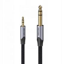 VENTION Cotton Braided TRS 3.5mm Male to 6.5mm Male Audio Cable 2M Gray Aluminum Alloy Type (BAUHH) (VENBAUHH)