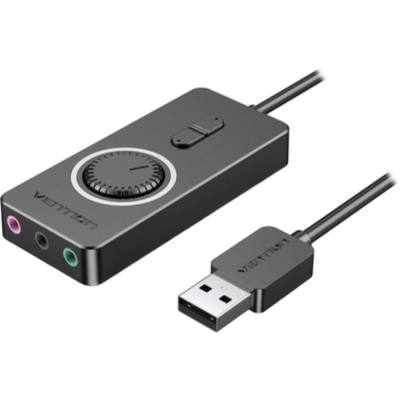 VENTION USB 2.0 External Stereo Sound Adapter with Volume Control 0.15M Black ABS Type (CDRBB) (VENCDRBB)