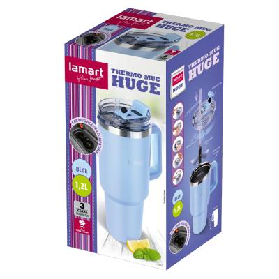 Ποτήρι Θερμός από Ανοξείδωτο & Πλαστικό 1.2L HUGE Lamart LT4087 Μπλε