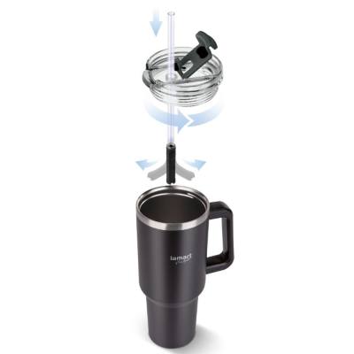 Ποτήρι Θερμός από Ανοξείδωτο & Πλαστικό 900ml HUGE Lamart LT4091 Μαύρο