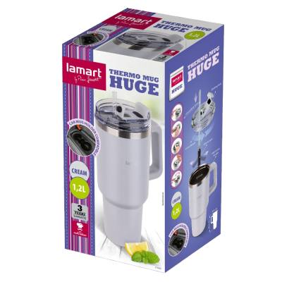 Ποτήρι Θερμός από Ανοξείδωτο & Πλαστικό 1.2L HUGE Lamart LT4086 Λευκό