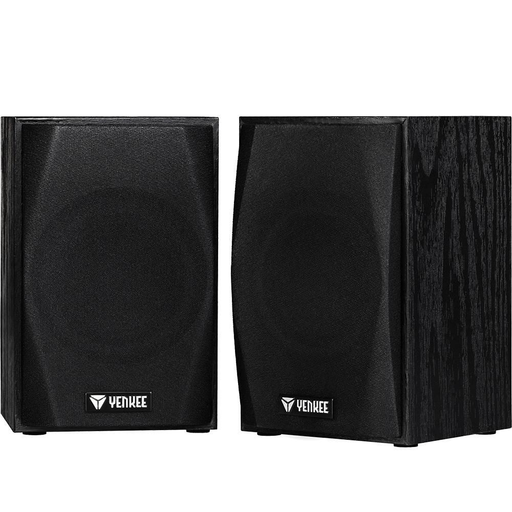 Yenkee YSP 2010BK Stereo Ηχεία 2.0 5W με Ξύλινη Καμπίνα και Παροχή Ρεύματος μέσω USB-A Μαύρα