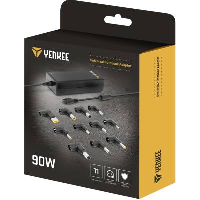 Universal Τροφοδοτικό Laptop Yenkee YAU 90112 90W με 11 Διαφορετικές Κεφαλές και Προστασία απο Υπέρταση και Βραχυκύκλωμα