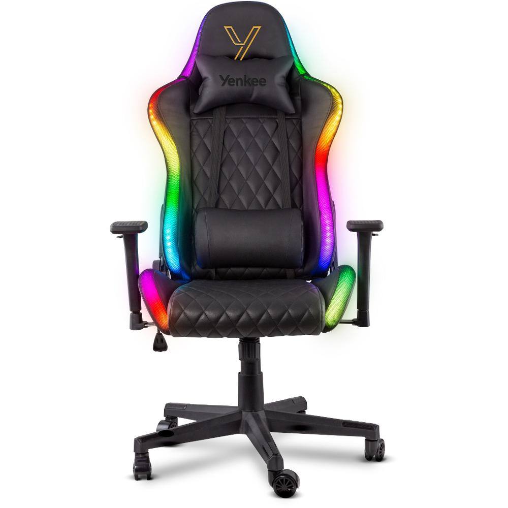 Καρέκλα Gaming Yenkee YGC 300RGB STARDUST Μαύρη Δερματίνη 3D Ρυθμιζόμενα Μπράτσα και RGB Φωτισμό Μέγιστο Βάρος 120kg