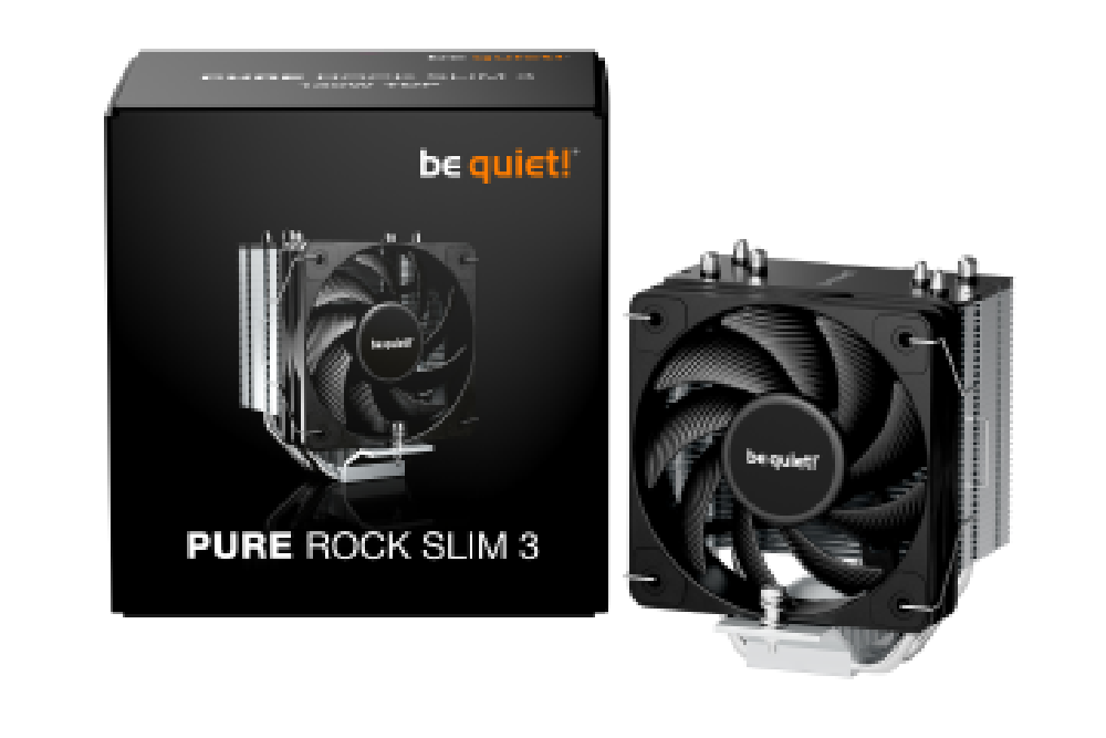 BEQUIET CPU AIR COOLER PURE ROCK SLIM 3 BLACK BK047, 130W TDP, INTEL SOCKET LGA 1851/1700, AMD AM4/AM5, 100MM PWM FAN, 3YW.