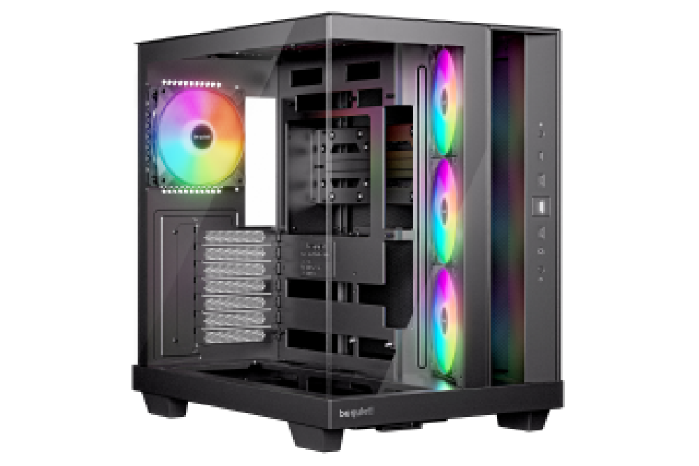 BEQUIET PC CHASSIS LIGHT BASE 500 LX BLACK BGW85, MIDI TOWER ATX, W/O PSU, Side: 3x Light Wings LX Reverse 120mm PWM Black, Rear