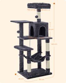 Feandrea Cat Tower, Height 143 cm, up to 4 Cats, σκούρο γκρί (PCT161G01) (FEAPCT161G01)