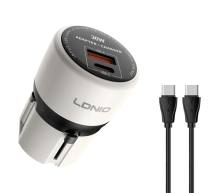 LDNIO φορτιστής τοίχου Q2319 με καλώδιο USB-C, EU/UK/US/AU βύσμα, USB/USB-C, 30W, γκρι