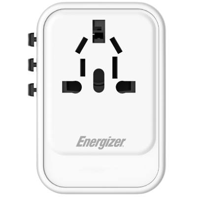 Παγκόσμιος Φορτιστής Ταξιδίου Energizer ETC200 US/AU UK EU με 1xUSB-A 18W και 2xUSB-C 20W/12W Λευκός