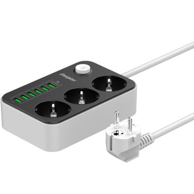 Επιτραπέζιος Φορτιστής Energizer EPB2500W01EU 2500W 10A Max με 3xΣούκο + 6xUSB-A 17W, Διακόπτη Ασφαλείας On/Off με Καλώδιο 2m Μα