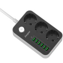 Επιτραπέζιος Φορτιστής Energizer EPB2500W01EU 2500W 10A Max με 3xΣούκο + 6xUSB-A 17W, Διακόπτη Ασφαλείας On/Off με Καλώδιο 2m Μα