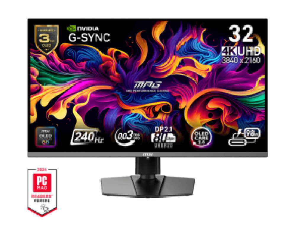 MSI MONITOR GAMING MPG 322URX QD-OLED, FLAT QD-OLED UHD 4K, 32", 16:9, 250CD/M2, 1.500.000:1, 0,03MS, 240Hz, 3840x2160, 2x HDMI/