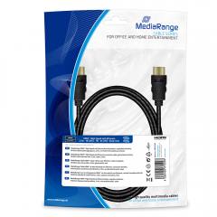 Καλώδιο MediaRange HDMI High Speed with Ethernet connection, gold-plated contacts, 18 Gbit/s data transfer rate, 2.0m, cotton, 