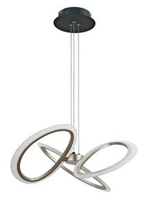 POWERTECH LED φωτιστικό οροφής HLL-0205, 40W, 4000K, Φ53x120cm, οπάλ χρυσό/μαύρο