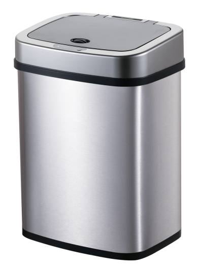 HOME USE κάδος απορριμμάτων HUH-0256 με φωτοκύτταρο, ανοξείδωτο ατσάλι, 15lt, ασημί