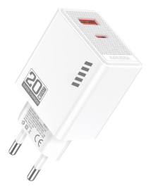 KAKUSIGA φορτιστής τοίχου KSC-1239, USB & USB-C, 20W, λευκός