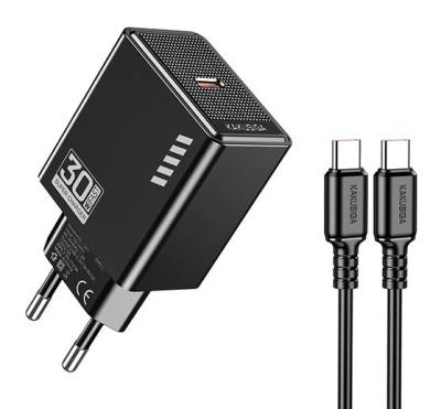 KAKUSIGA φορτιστής τοίχου KSC-1242 με καλώδιο USB-C, USB-C, 30W, μαύρος