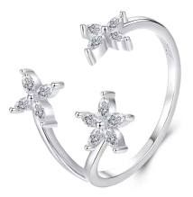 BAMOER δαχτυλίδι BSR710-E με κυβική ζιρκόνια, ανοιγόμενο, ασήμι 925, ασημί