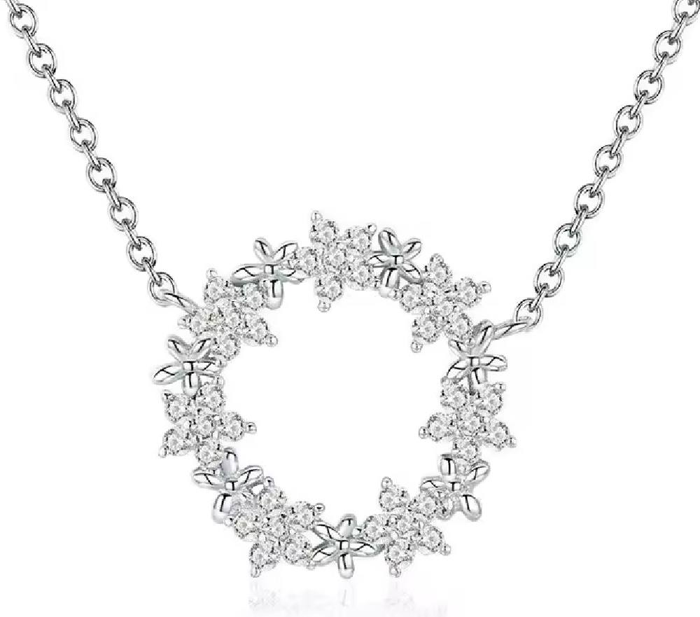 BAMOER κολιέ BSN028 με κυβική ζιρκόνια, ασήμι 925, ασημί