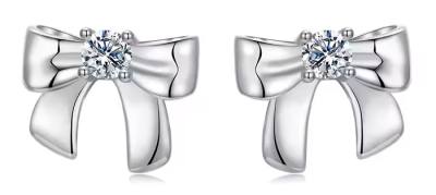 BAMOER σκουλαρίκια καρφωτά MSE085 με μοϊσσανίτη, ασήμι 925, ασήμι