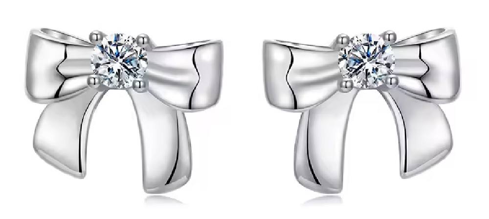 BAMOER σκουλαρίκια καρφωτά MSE085 με μοϊσσανίτη, ασήμι 925, ασήμι