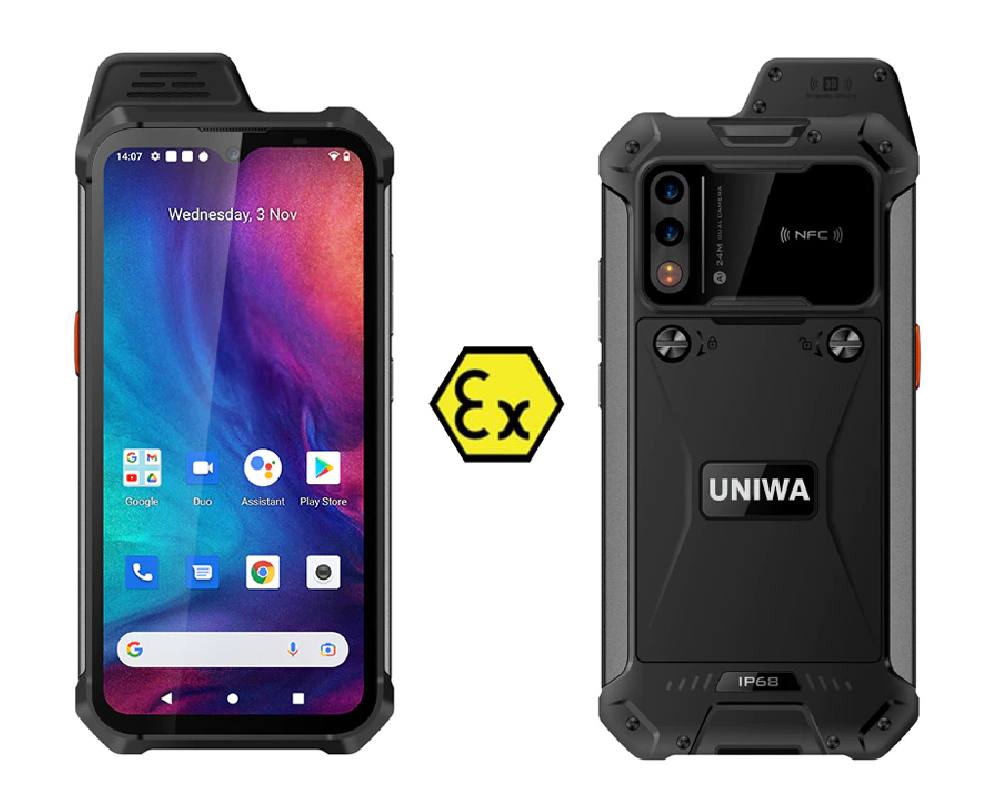 UNIWA smartphone W888, 6.3" HD+, 4/64GB, ηχείο 2W, Atex Zone 2, IP68, μαύρο