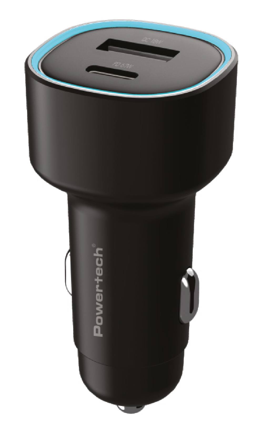 POWERTECH φορτιστής αυτοκινήτου PT-1539, USB & USB-C, 85W, μαύρος
