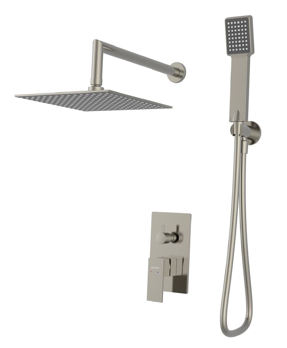 BRUNO σετ κεφαλή ντους με τηλέφωνο BRN-0264, αναμεικτική, εντοιχισμού, ασημί