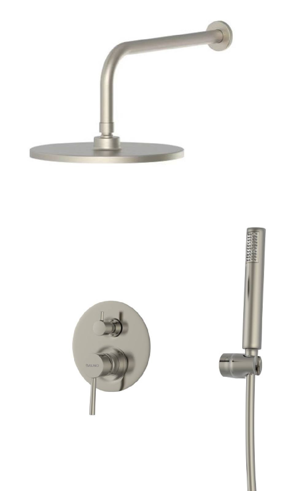 BRUNO σετ κεφαλή ντους με τηλέφωνο BRN-0265, αναμεικτική, εντοιχισμού, ασημί