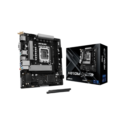 ASROCK MB H810M-X WIFI, SOCKET INTEL LGA1851 INTEL CPU, CS INTEL H810, 2 DIMM SOCKETS DDR5, HDMI/ D-SUB/ DP, PCI-E GEN 4.0, 2.5G