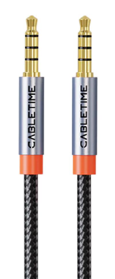 CABLETIME καλώδιο ήχου 3.5mm CT-AM35M, gold plated, 2m, μαύρο