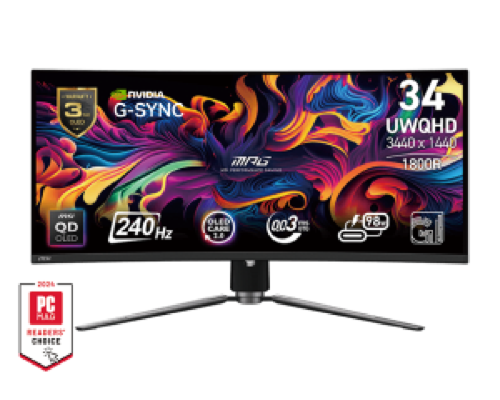 MSI MONITOR GAMING MPG 341CQPX QD-OLED, CURVED QD-OLED UWQHD, 34", 21:9, 250CD/M2, 1.500.000:1, 0,03MS, 240Hz, 3440x1440, 2x HDM