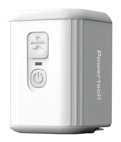 POWERTECH μίνι τρόμπα PT-1553 με φακό, 5W, επαναφορτιζόμενη, λευκή
