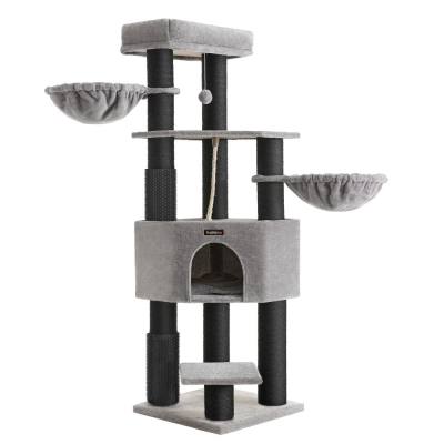 Feandrea Cat Tower, Height 160 cm, for large Cats, Gray-Black (PCT003W01) (FEAPCT003W01)