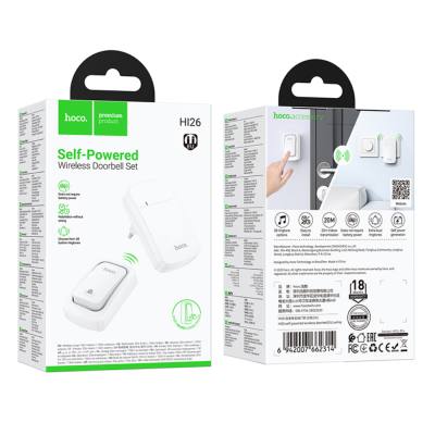 Κουδούνι Πόρτας Hoco HI26 με Ακτίνα 20m και 38 Επιλογές Ήχου Λευκό
