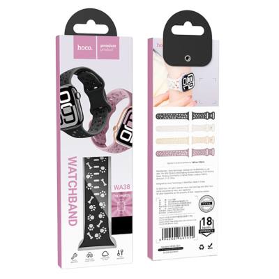 Watchband Hoco WA38 Time Series 38/40/41/42mm Silicon Strap για Apple Watch series 1/2/3/4/5/6/7/8/9/SE/SE2 Μαύρο