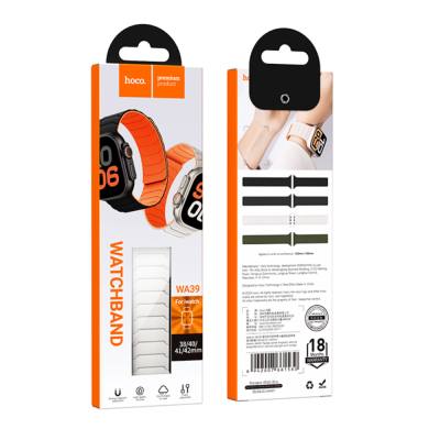 Watchband Hoco WA39 Flex Series 38/40/41/42mm Silicon Strap για Apple Watch series 1/2/3/4/5/6/7/8/9/SE/SE2 Μπέζ με Πορτοκαλί