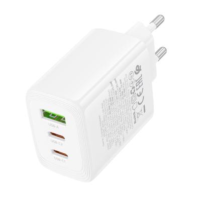 Φορτιστής Ταξιδίου Borofone BN32 Cargador GaN με 1xUSB-C PD65W και 1xUSB-A QC PD18W Λευκός