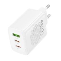 Φορτιστής Ταξιδίου Borofone BN32 Cargador GaN με 1xUSB-C PD65W και 1xUSB-A QC PD18W Λευκός