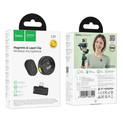 Μικρόφωνο Πέτου Hoco L21 Charm Μαγνητικό 800mAh 80min Χρήσης Type-C  Μαύρο