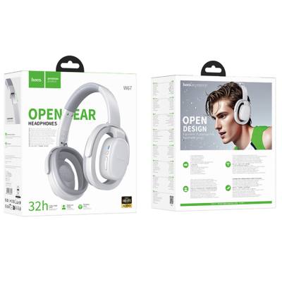 Wireless Ακουστικά Stereo Hoco Hoco W67 Rhyme Open Ear v5.4 300mAh 32hr Χρήσης με Μικρόφωνο Λευκά Γκρι
