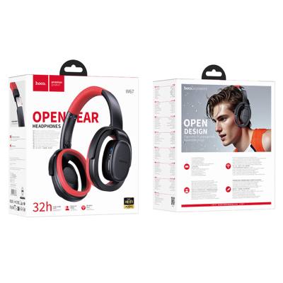 Wireless Ακουστικά Stereo Hoco Hoco W67 Rhyme Open Ear v5.4 300mAh 32hr Χρήσης με Μικρόφωνο Μαύρα Κόκκινα