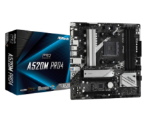 ASROCK MB A520M PRO4, SOCKET AMD AM4, CS AMD A520, 4 DIMM SOCKETS DDR4, HDMI/ DP/ D-SUB, PCI-E GEN 3.0, GIGABIT LAN, MICRO-ATX, 