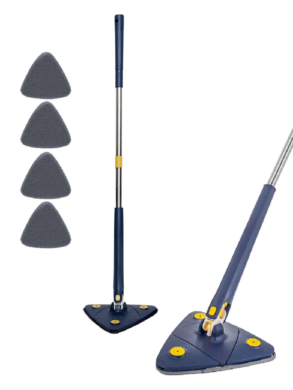 HOME USE τριγωνική σφουγγαρίστρα HUH-0257 με 4x πανιά μικροϊνών, προσαρμόσιμο ύψος, μπλε