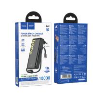Power Bank Hoco Q45 Worrier 10000mAh 22.5W PD20W QC3.0A και Φορτιστής με 1xUSB-C 1xUSB-A και Ενσωματωμένο Καλώδιο USB-C Μαύρο