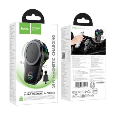 Βάση Στήριξης Μαγνητική και Cooler Hoco HW36 15W για Στήριξη σε Αεραγωγό για Συσκευές 4.5"-7" Μαύρη