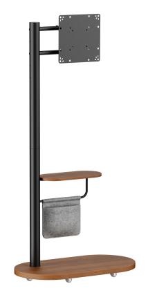 BRATECK βάση τηλεόρασης δαπέδου FS54-22T-02W, 17-43", έως 15kg, με ράφι & ροδάκια, μαύρη