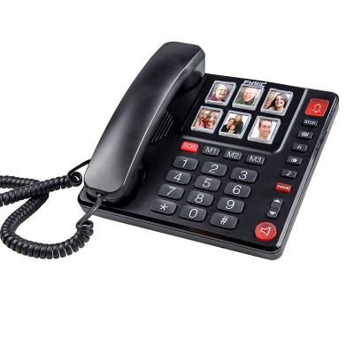 Ενσύρματο Τηλέφωνο Γραφείου Για Ηλικιωμένους Με Πλήκτρο SOS Μαύρο